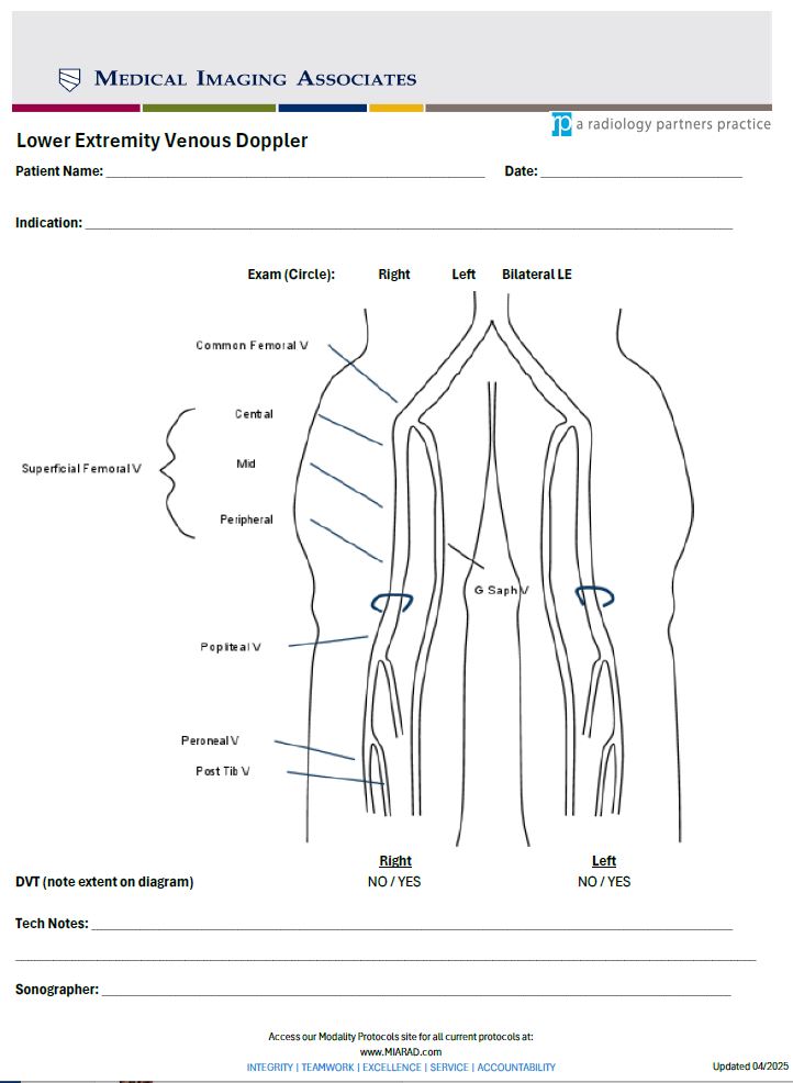 US Lower Extremity Venous Doppler Worksheet